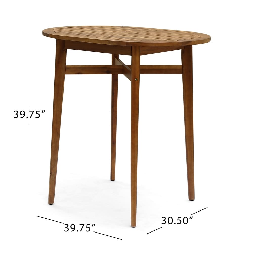 Stamford Outdoor Rustic Acacia Wood Slat Top Bar Table by Christopher Knight Home - 39.75"L x 30.50"W x 39.75"H