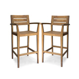 Stamford Outdoor Rustic Acacia Wood Barstool (Set of 2) by Christopher Knight Home