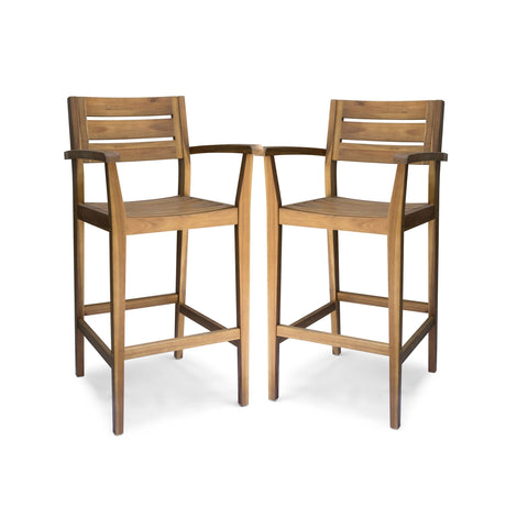 Stamford Outdoor Rustic Acacia Wood Barstool (Set of 2) by Christopher Knight Home