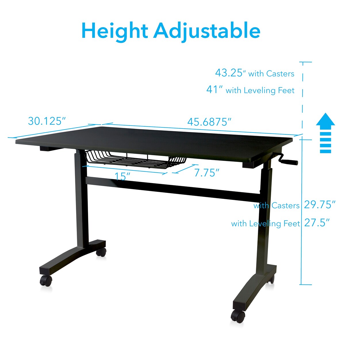 Standing Desk w/ Casters Student Desks Height Adjustable Writing Desks