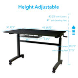 Standing Desk w/ Casters Student Desks Height Adjustable Writing Desks