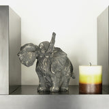 Standing Elephant Statuette Figurine Sculpture Distressed Grey Ecru - 6.8"H x 7"L x 5"W - 6.8"H x 7"L x 5"W