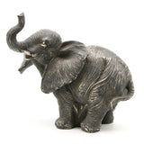 Standing Elephant Statuette Figurine Sculpture Distressed Grey Ecru - 6.8"H x 7"L x 5"W - 6.8"H x 7"L x 5"W