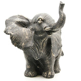 Standing Elephant Statuette Figurine Sculpture Distressed Grey Ecru - 6.8"H x 7"L x 5"W - 6.8"H x 7"L x 5"W