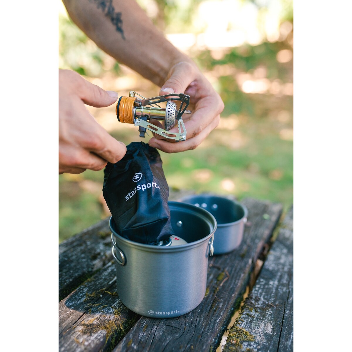Stansport Backpack Stove, Fuel & Cook Set - Silver