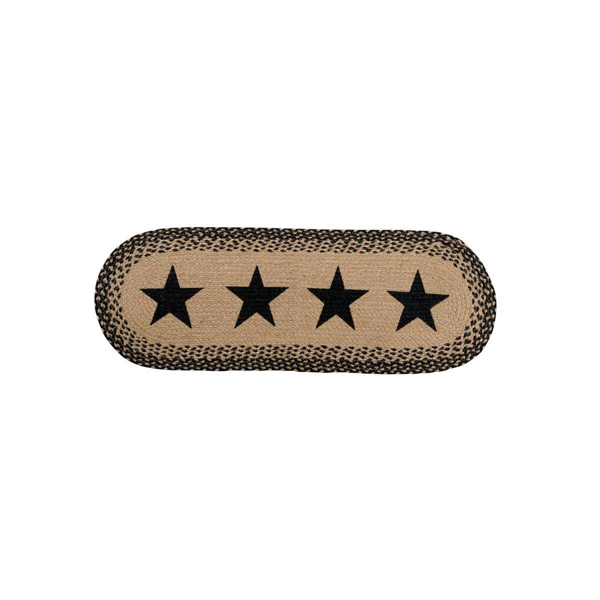 Better Trends Whimsical Collection Runner for Dining Table, 100% Jute, Black Star Design - 13" X 36"