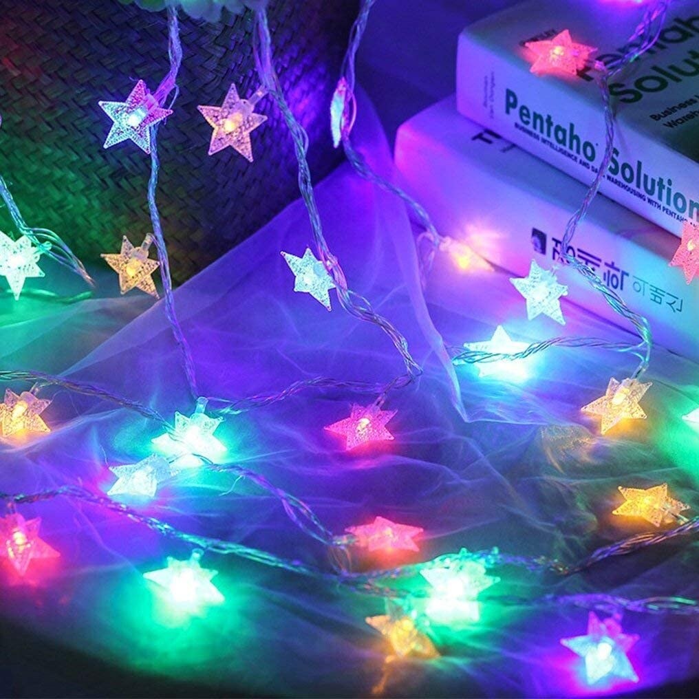 Star String Lights Battery Powered 40 Multi-Color Twinkle LED Indoor and Outdoor Decoration - Medium