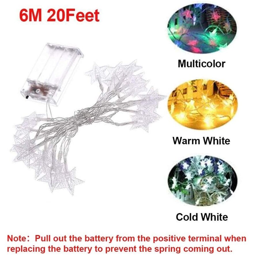 Star String Lights Battery Powered 40 Multi-Color Twinkle LED Indoor and Outdoor Decoration - Medium