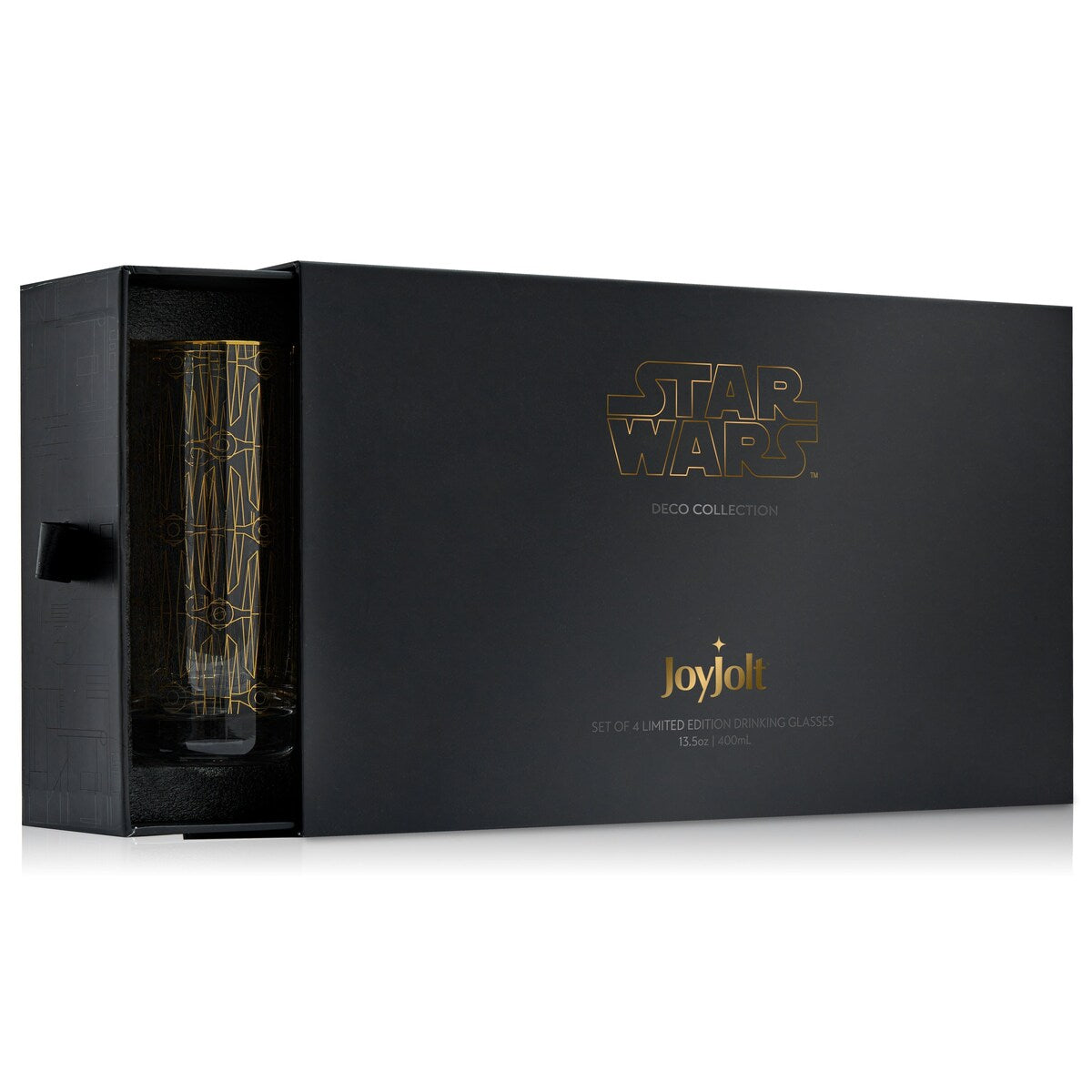 Star Wars Deco Gold Glass Tall Drinking Glasses - 13.5 oz - Set of 4 - 13.5 oz