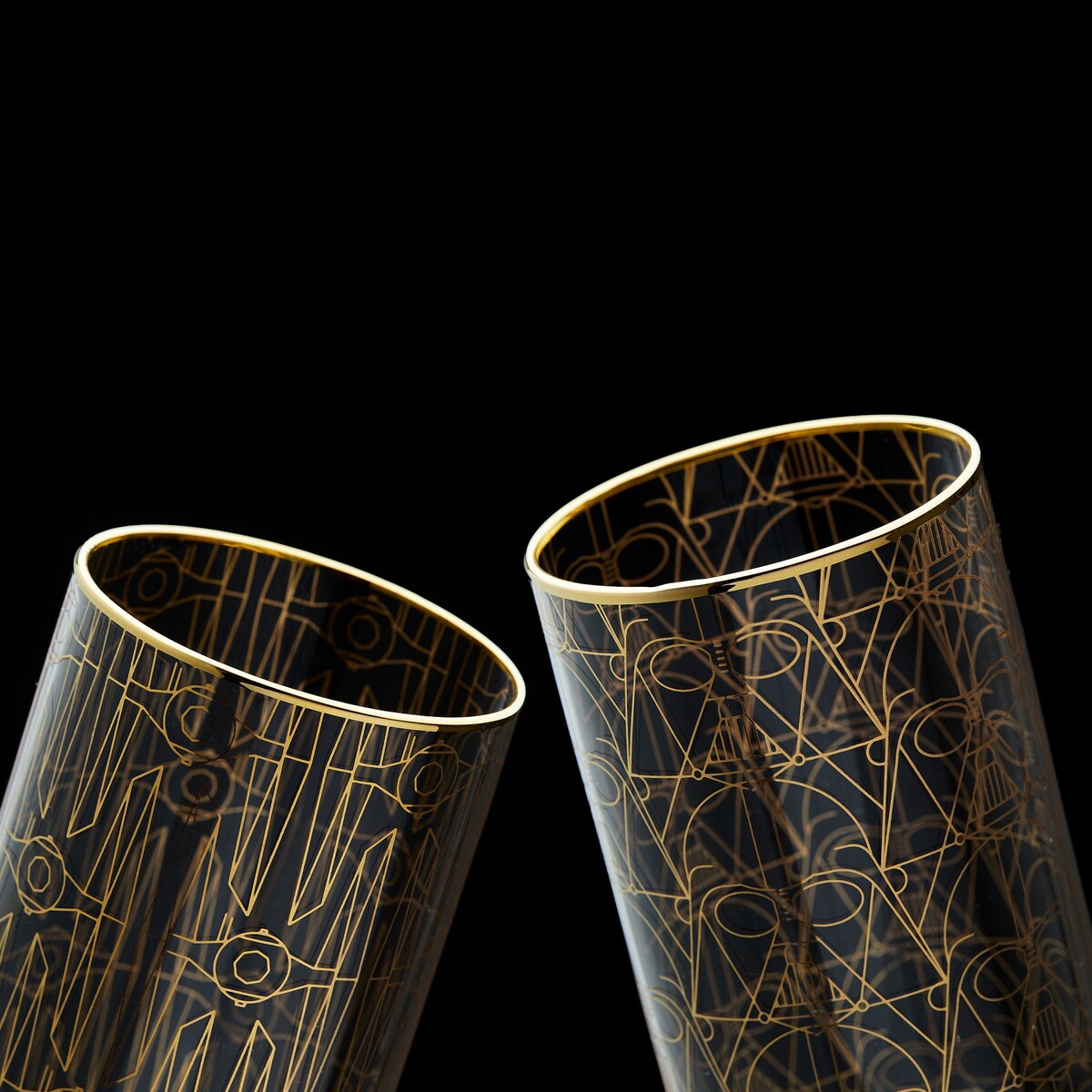 Star Wars Deco Gold Glass Tall Drinking Glasses - 13.5 oz - Set of 4 - 13.5 oz