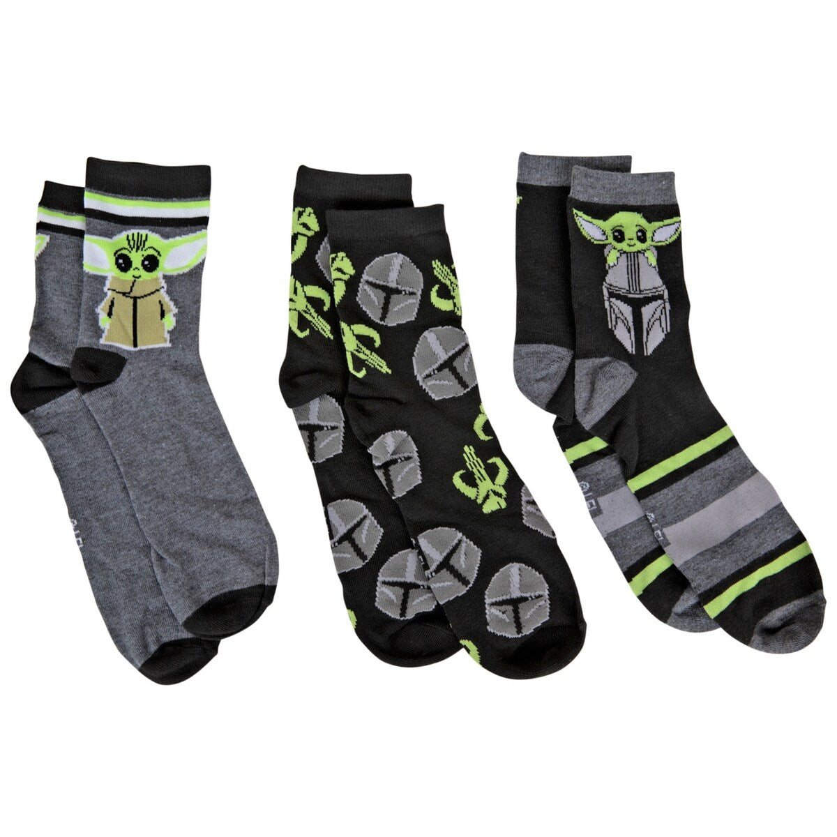 Star Wars The Mandalorian And Grogu 3Pair Pack Of 3/4 Crew Socks