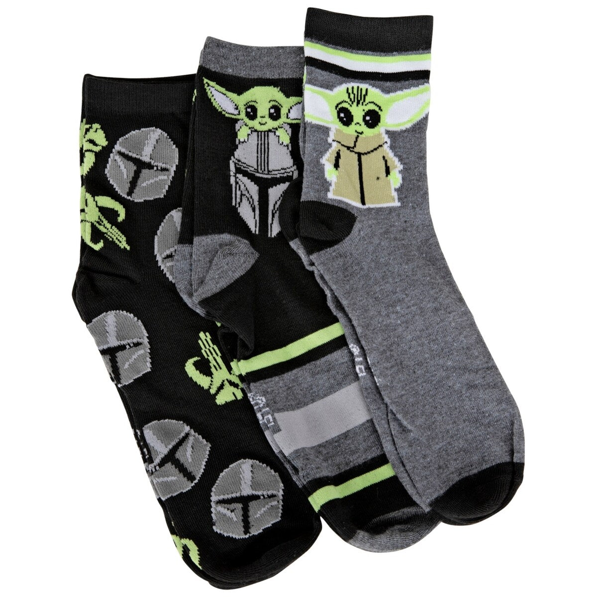 Star Wars The Mandalorian And Grogu 3Pair Pack Of 3/4 Crew Socks