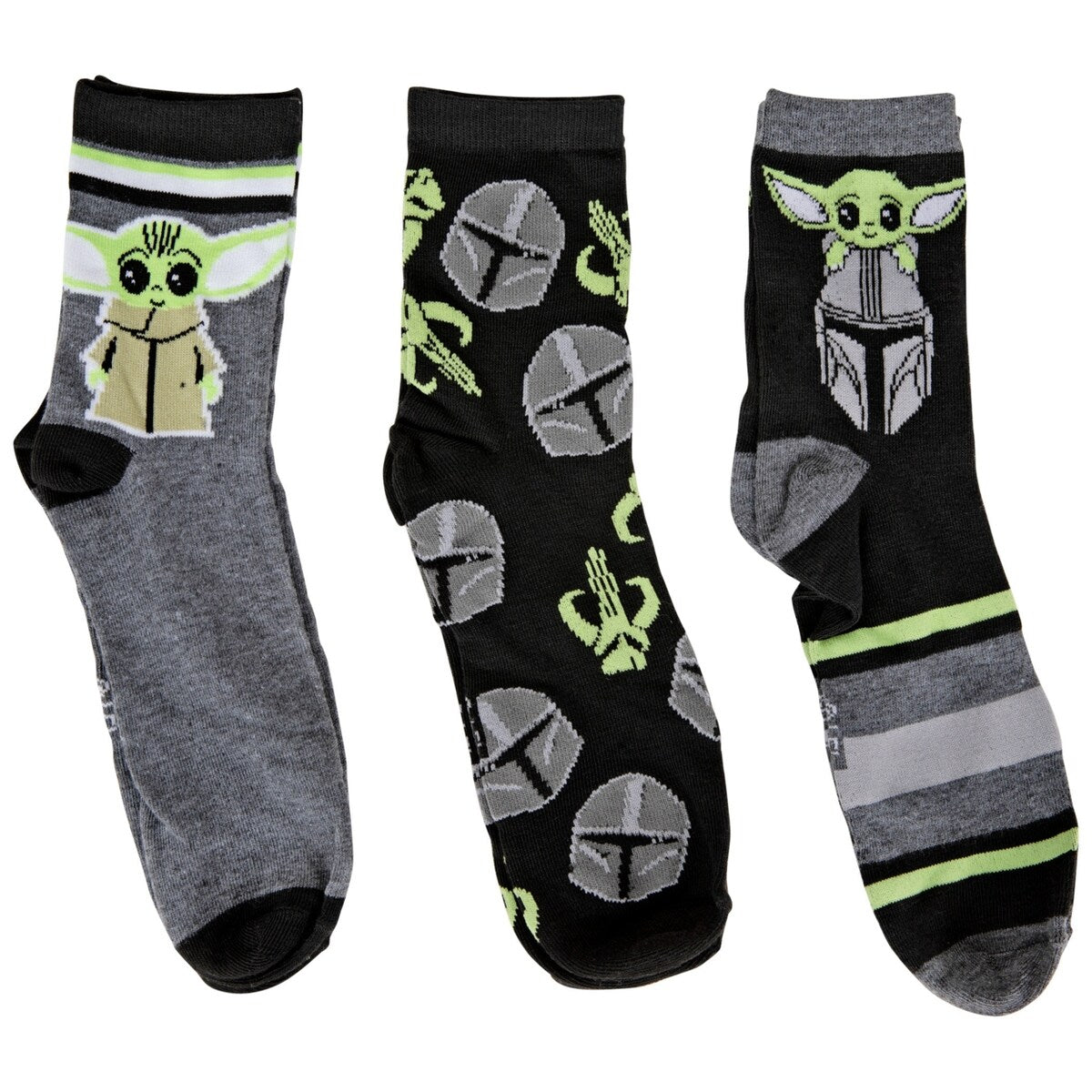 Star Wars The Mandalorian And Grogu 3Pair Pack Of 3/4 Crew Socks