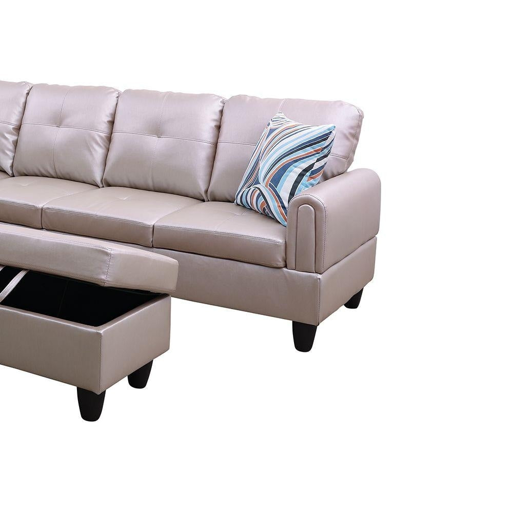 StarHomeLiving POWDER left facing leather Sectional Sofa 3 pieces Set