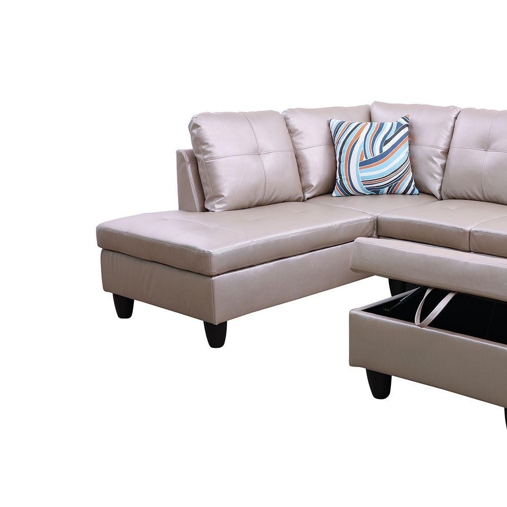 StarHomeLiving POWDER left facing leather Sectional Sofa 3 pieces Set