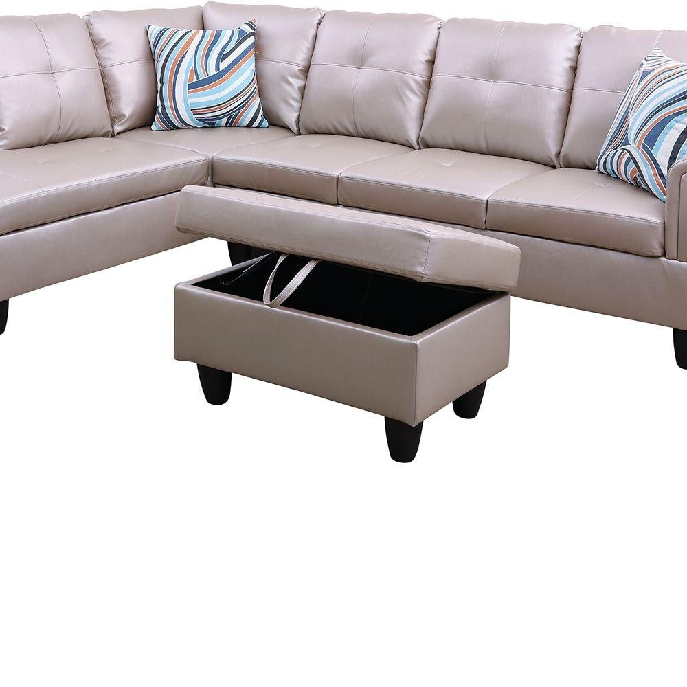 StarHomeLiving POWDER left facing leather Sectional Sofa 3 pieces Set