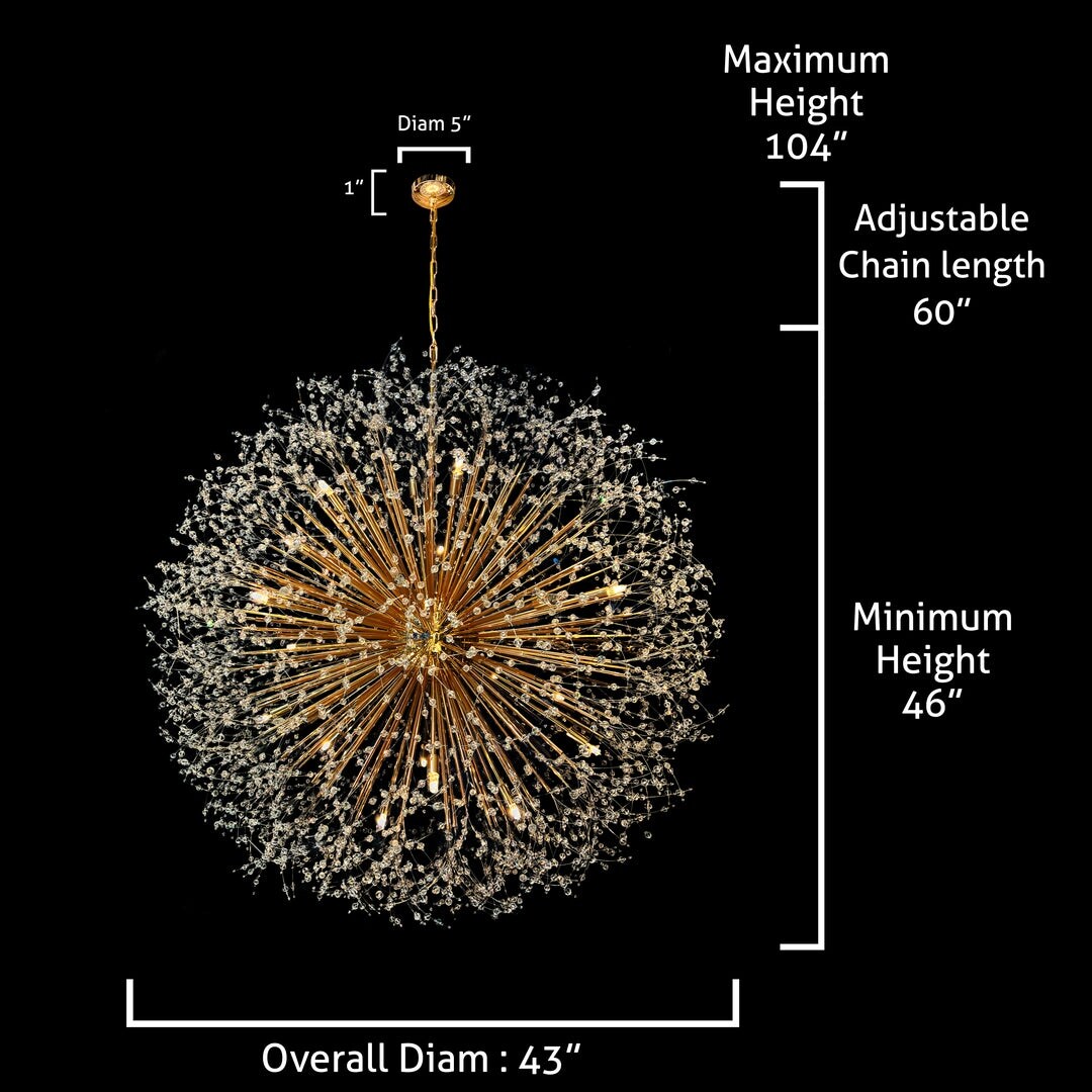 Starburst Chandelier 47" Wide Crystal Lighting Fixture