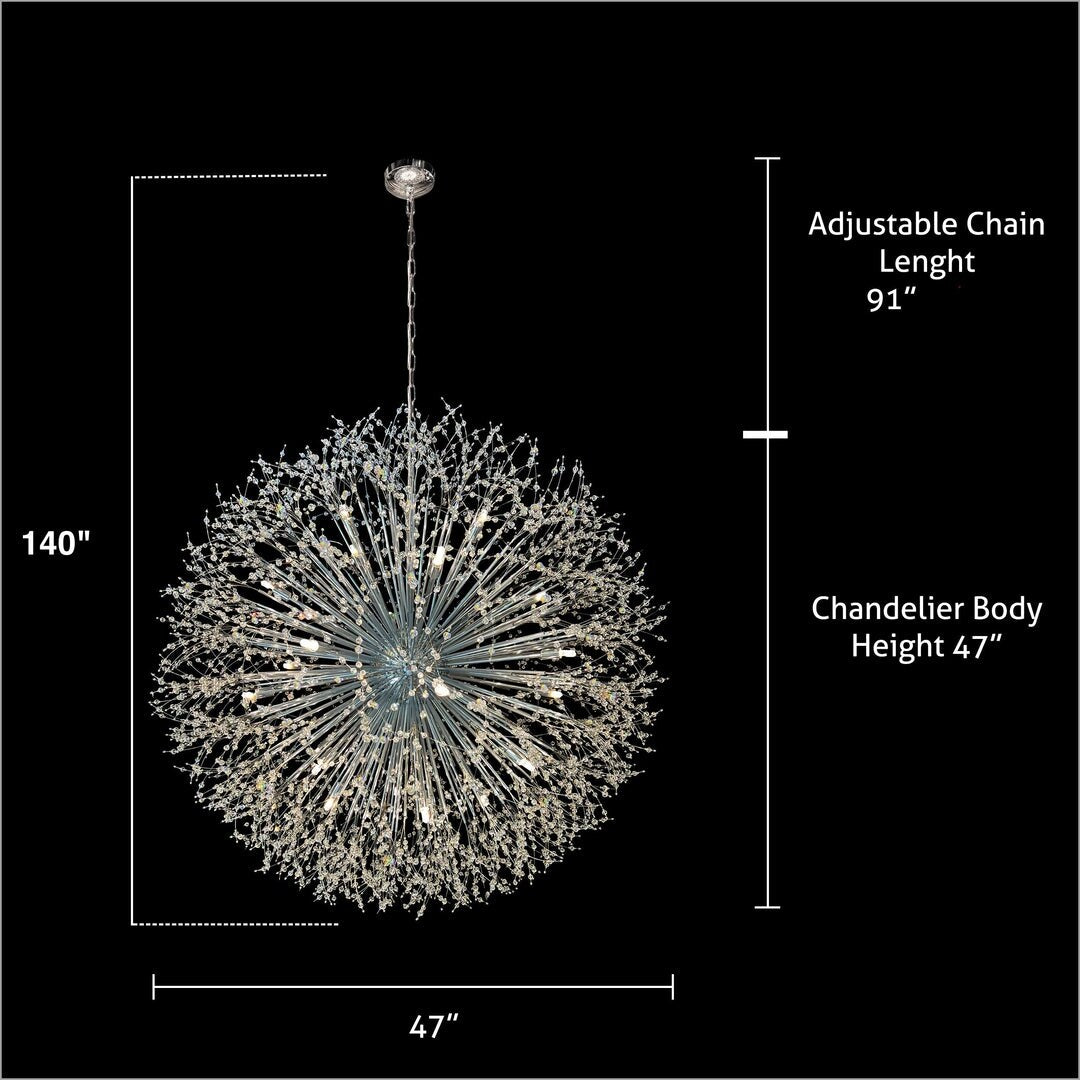 Starburst Chandelier 47" Wide Crystal Lighting Fixture