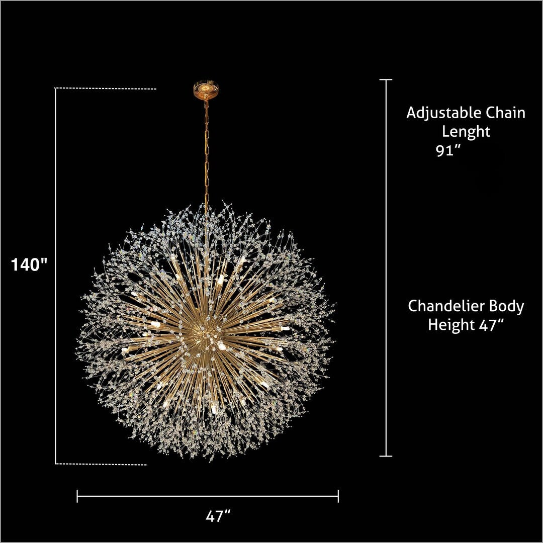 Starburst Chandelier 47" Wide Crystal Lighting Fixture