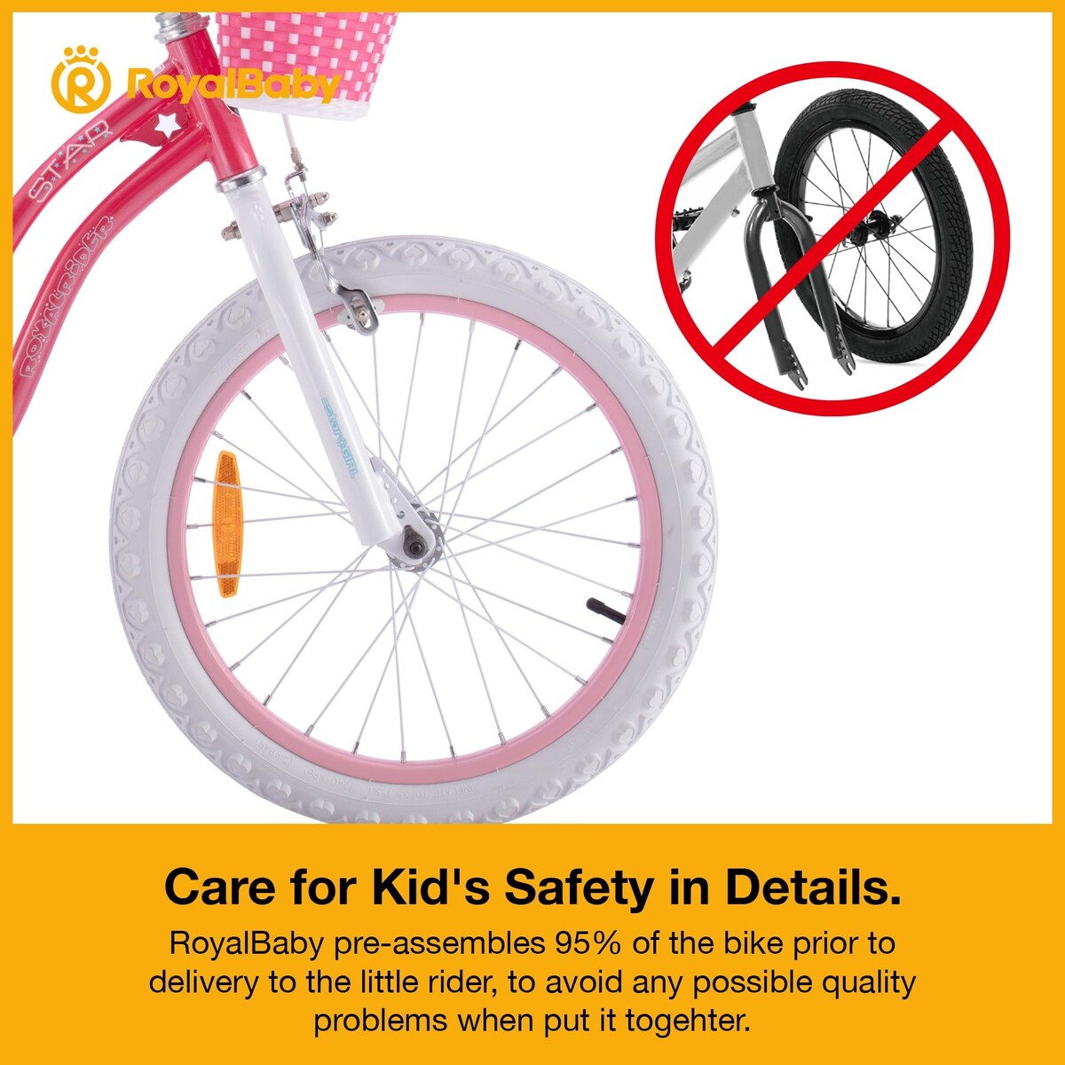 Stargirl Kids Bike Girls 14 Inch Children's Bicycle with Basket for Age 3-12 Years