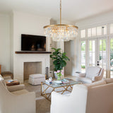 Starsky 6-Light 21in. Modern Crystal Drum Kitchen Island Light Contemporary Tiered Round Chandelier