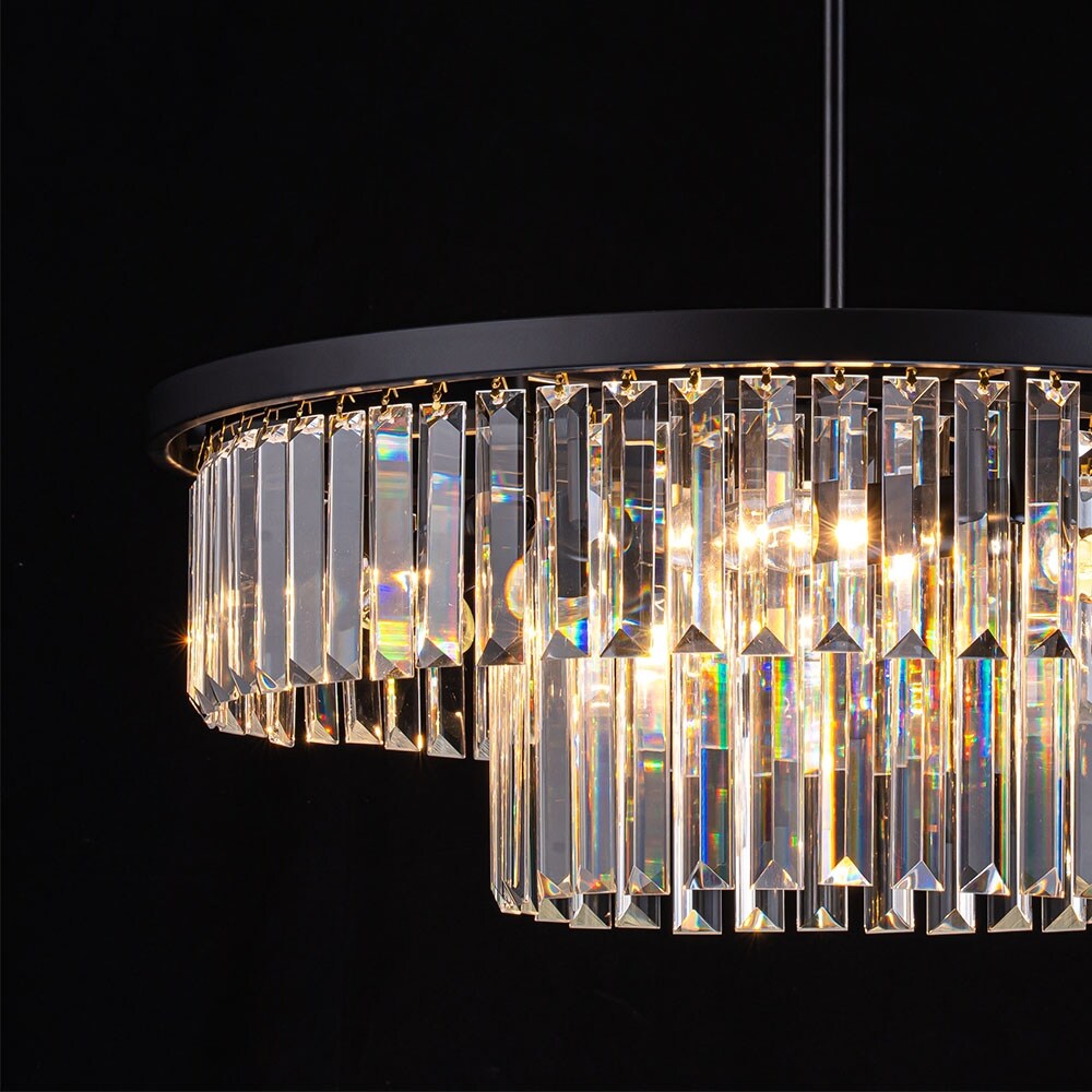 Starsky 6-Light 21in. Modern Crystal Drum Kitchen Island Light Contemporary Tiered Round Chandelier