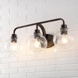 Staunton Iron/Seeded Glass Cottage Rustic LED Vanity Light, by JONATHAN Y
