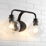 Staunton Iron/Seeded Glass Cottage Rustic LED Vanity Light, by JONATHAN Y