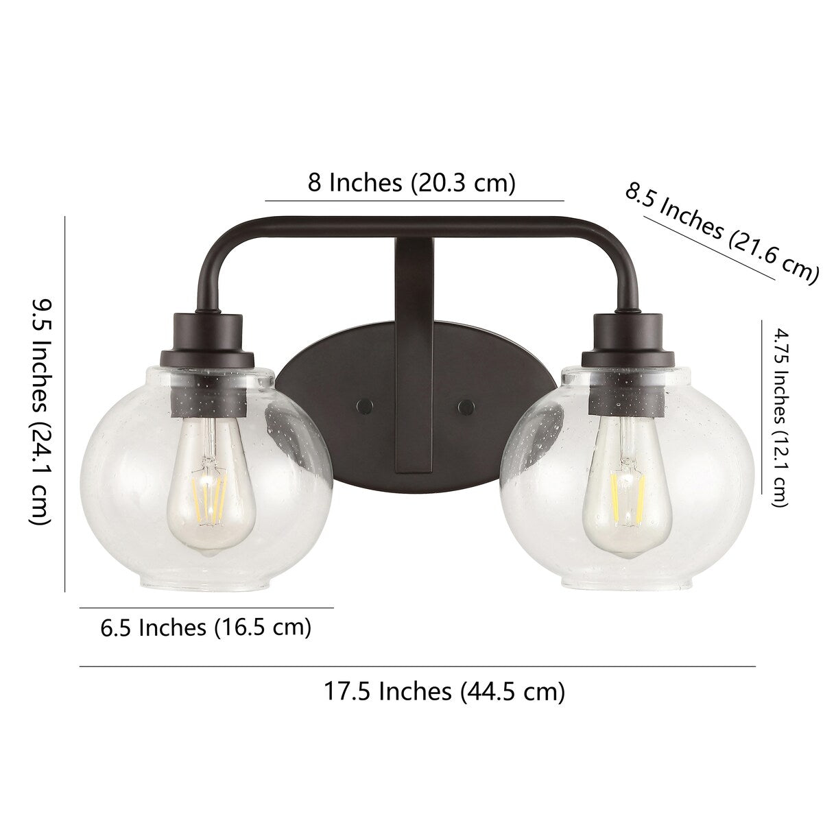 Staunton Iron/Seeded Glass Cottage Rustic LED Vanity Light, by JONATHAN Y