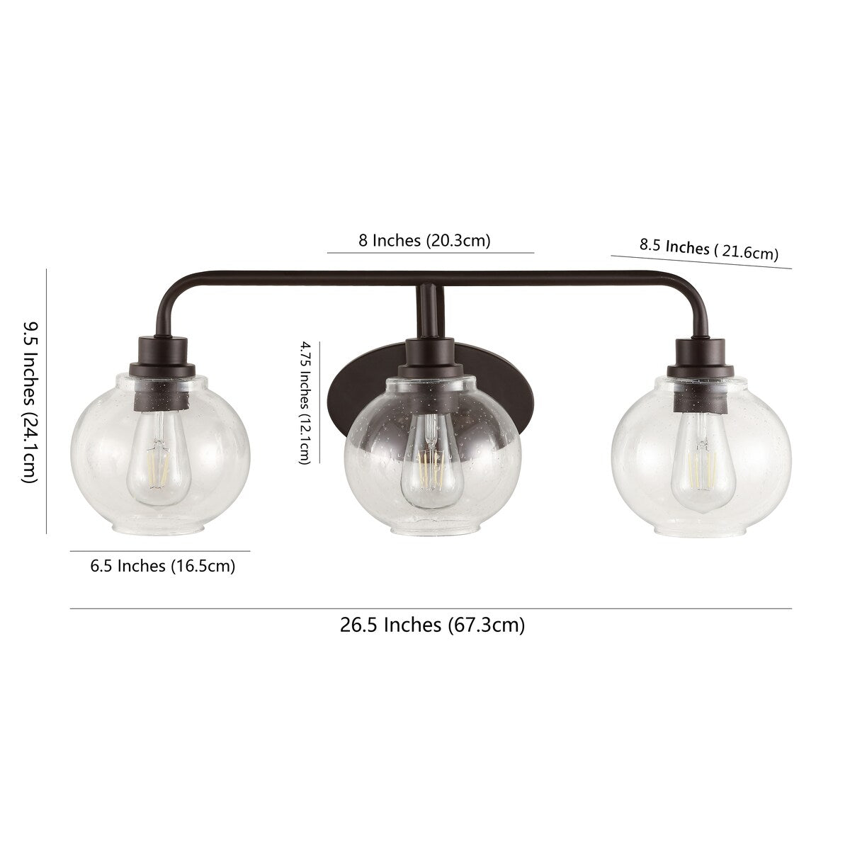 Staunton Iron/Seeded Glass Cottage Rustic LED Vanity Light, by JONATHAN Y