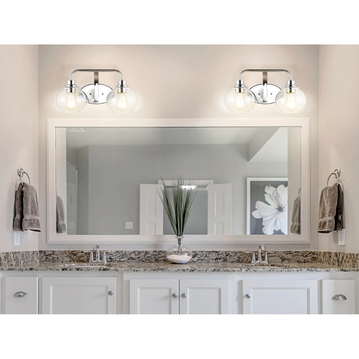 Staunton Iron/Seeded Glass Cottage Rustic LED Vanity Light, by JONATHAN Y