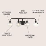 Staunton Iron/Seeded Glass Cottage Rustic LED Vanity Light, by JONATHAN Y