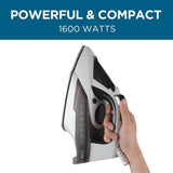 Steam Iron, 1600 Watts Steamer for Clothes, Self-Cleaning Portable Iron