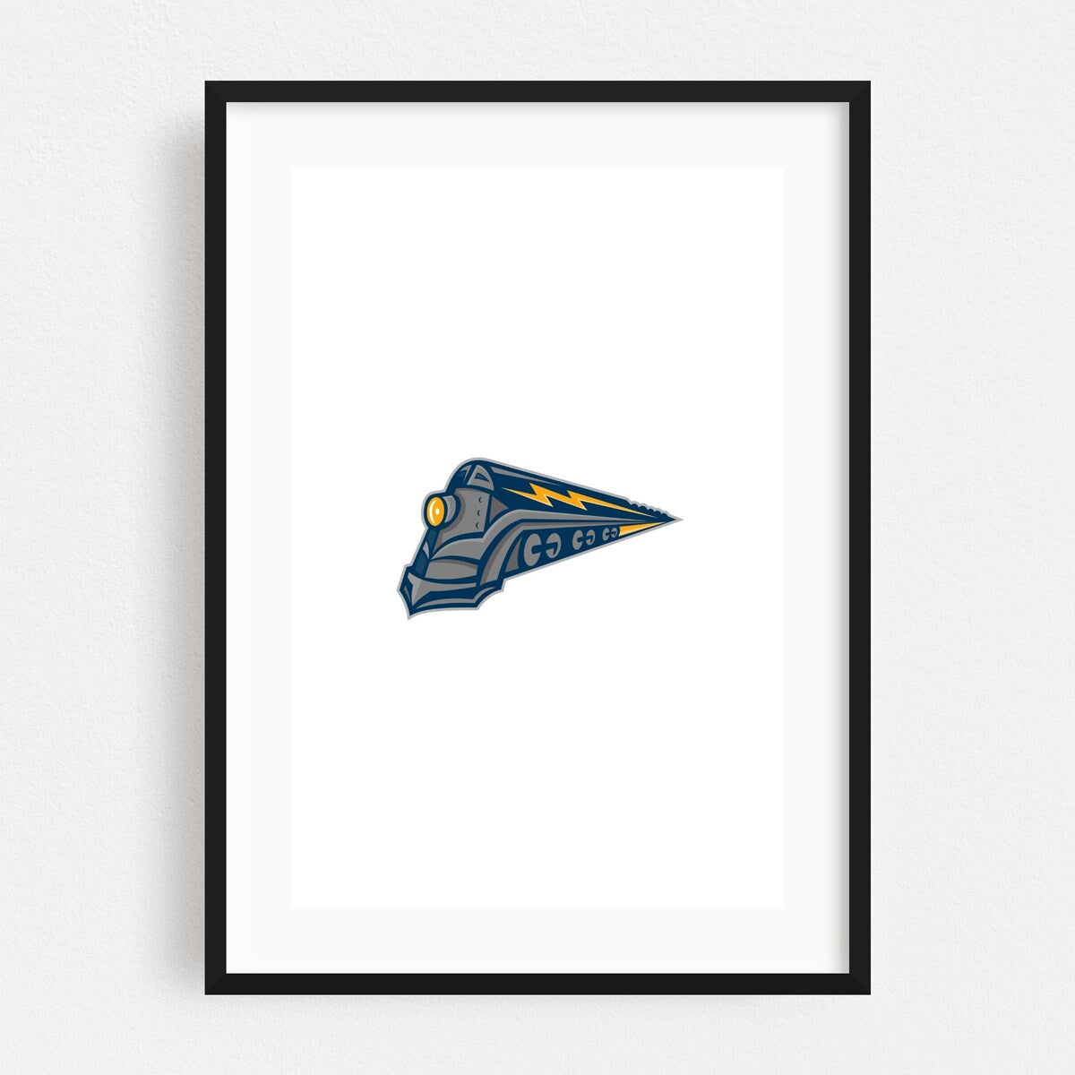 Steam Locomotive Lightning Bolt Mascot Illustrations Art Print/Poster