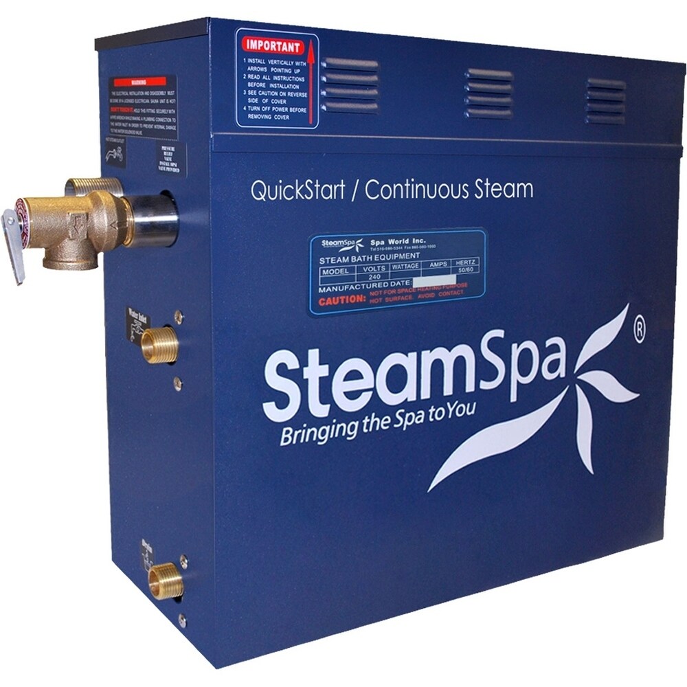 SteamSpa Oasis 4.5 KW QuickStart Steam Bath Generator Package with Built-in Auto Drain in Brushed Nickel