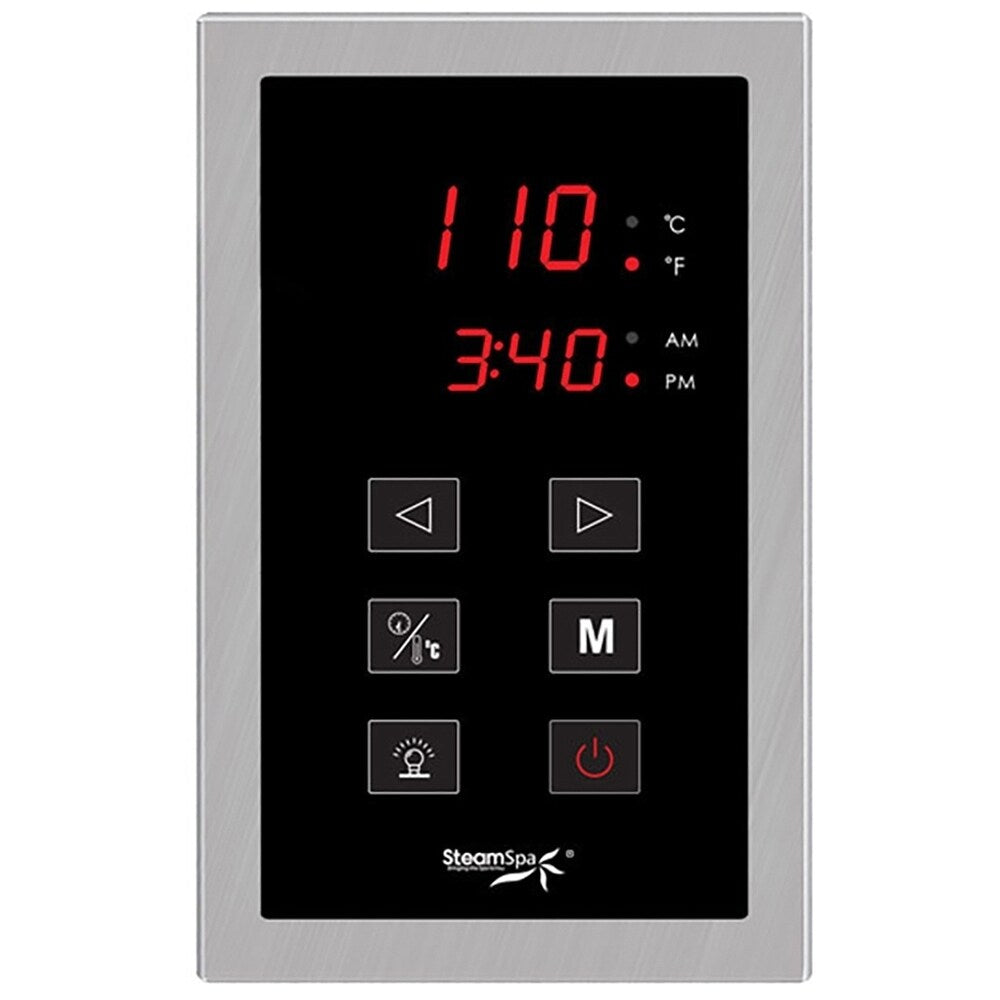 SteamSpa Oasis 4.5 KW QuickStart Steam Bath Generator Package with Built-in Auto Drain in Brushed Nickel