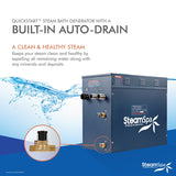 SteamSpa Royal 10.5 KW QuickStart Acu-Steam Touch Panel Bath Generator Package with Built-in Auto Drain in Gold