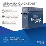 SteamSpa Royal 4.5 KW QuickStart Steam Bath Generator Package with Built-in Auto Drain in Polished Gold