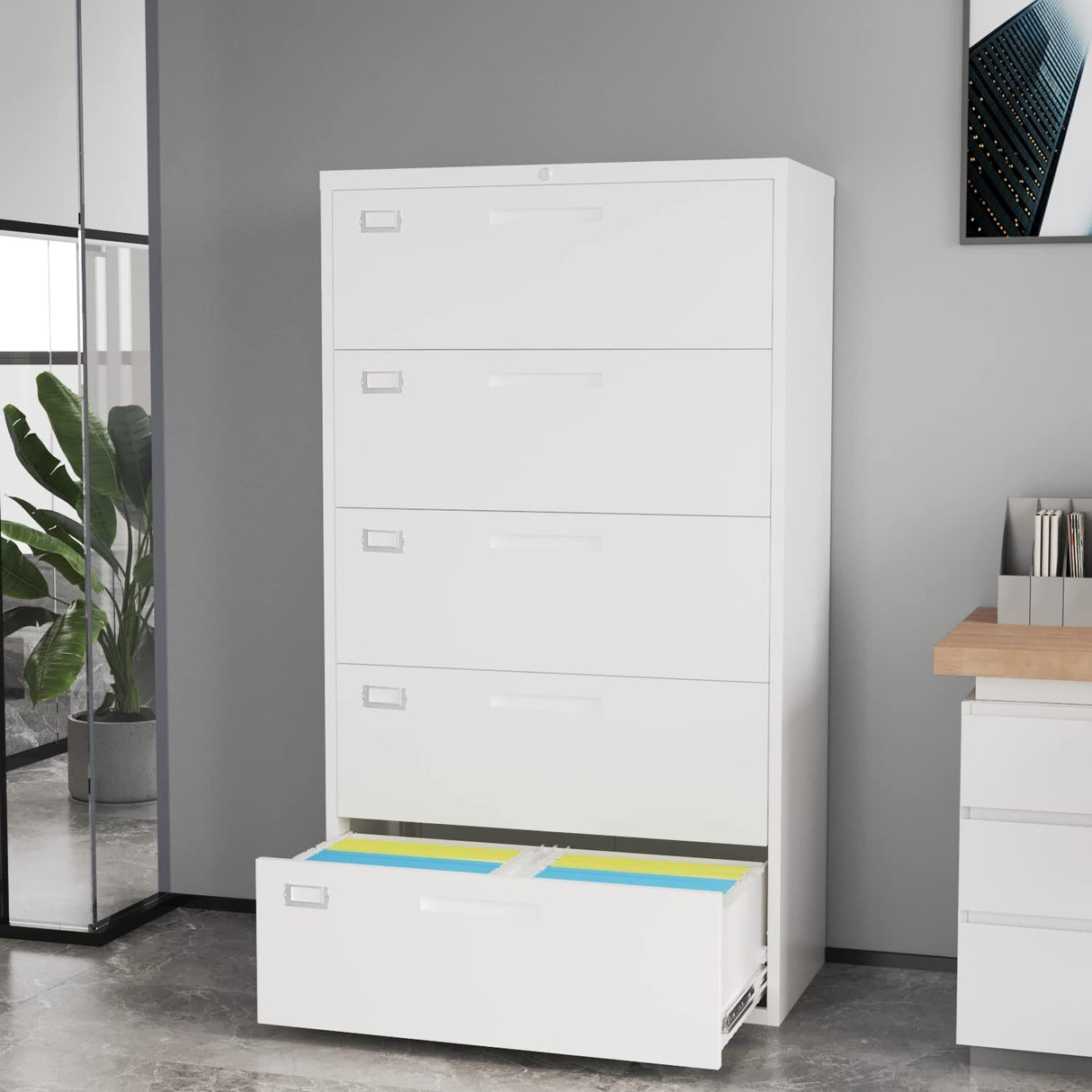 Steel 5 Drawer Lateral File Cabinet Storage Cabinets