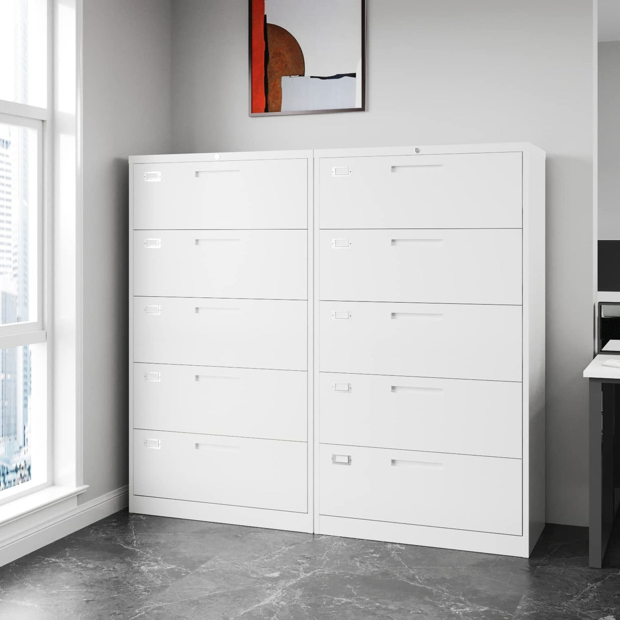 Steel 5 Drawer Lateral File Cabinet Storage Cabinets