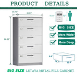 Steel 5 Drawer Lateral File Cabinet Storage Cabinets