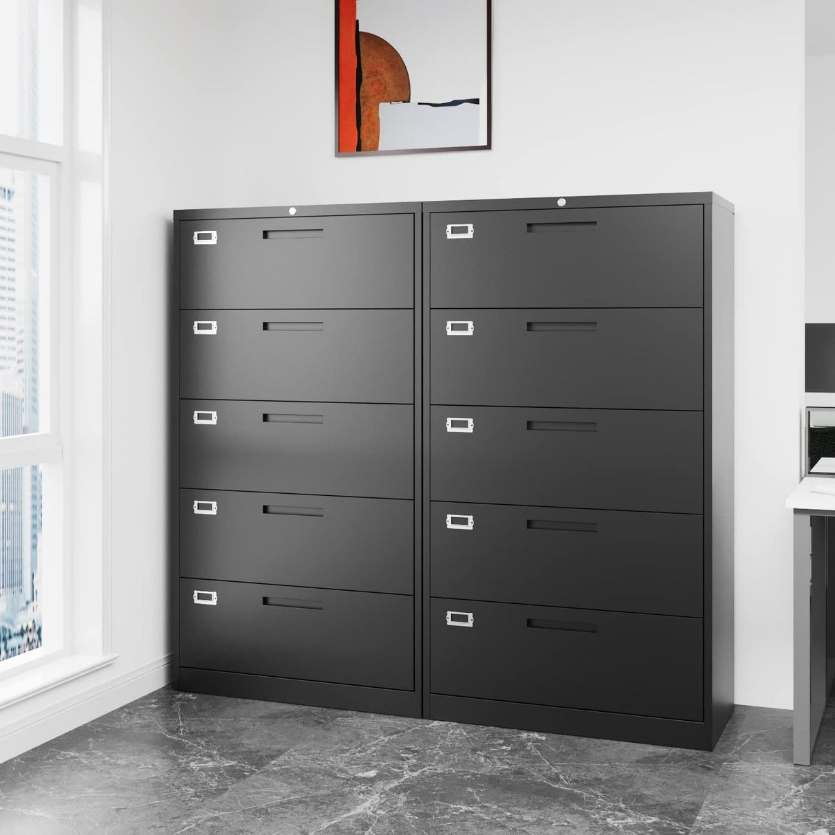 Steel 5 Drawer Lateral File Cabinet Storage Cabinets