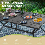 MAISON ARTS Steel 7-piece Outdoor Dining Table and Swivel Chair Set with Cushions