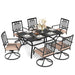 MAISON ARTS Steel 7-piece Outdoor Dining Table and Swivel Chair Set with Cushions