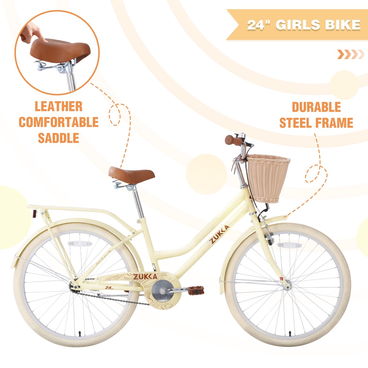 Steel Frame, Multiple Colors, for 10+Years Old Girls Bike, 24 inch wheel