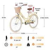 Steel Frame, Multiple Colors, for 10+Years Old Girls Bike, 24 inch wheel