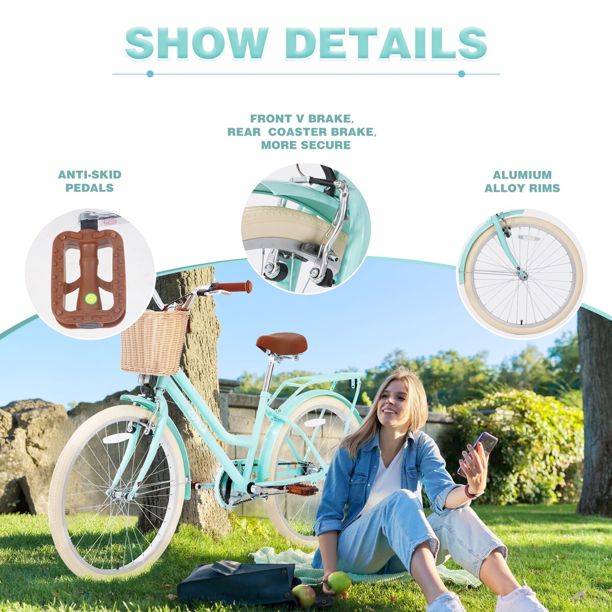 Steel Frame, Multiple Colors, for 10+Years Old Girls Bike, 24 inch wheel