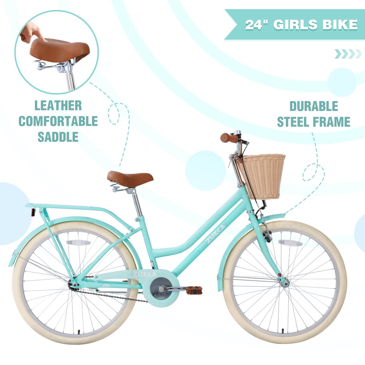 Steel Frame, Multiple Colors, for 10+Years Old Girls Bike, 24 inch wheel