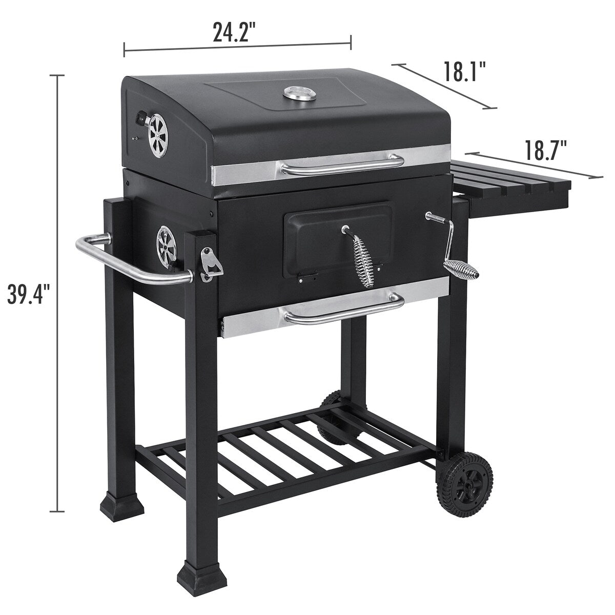 Steel Portable Outdoor Charcoal BBQ Grill Offset Smoker With Cover