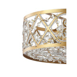 Stella 3-Light 13.25" Iron/Crystal Modern Glam LED Flush Mount, Gold by JONATHAN Y